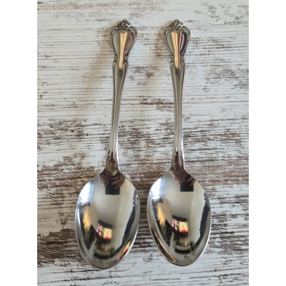 Vintage 1881 Rogers Oneida Ltd. Stainless Steel Spoons Arbor Rose Pattern